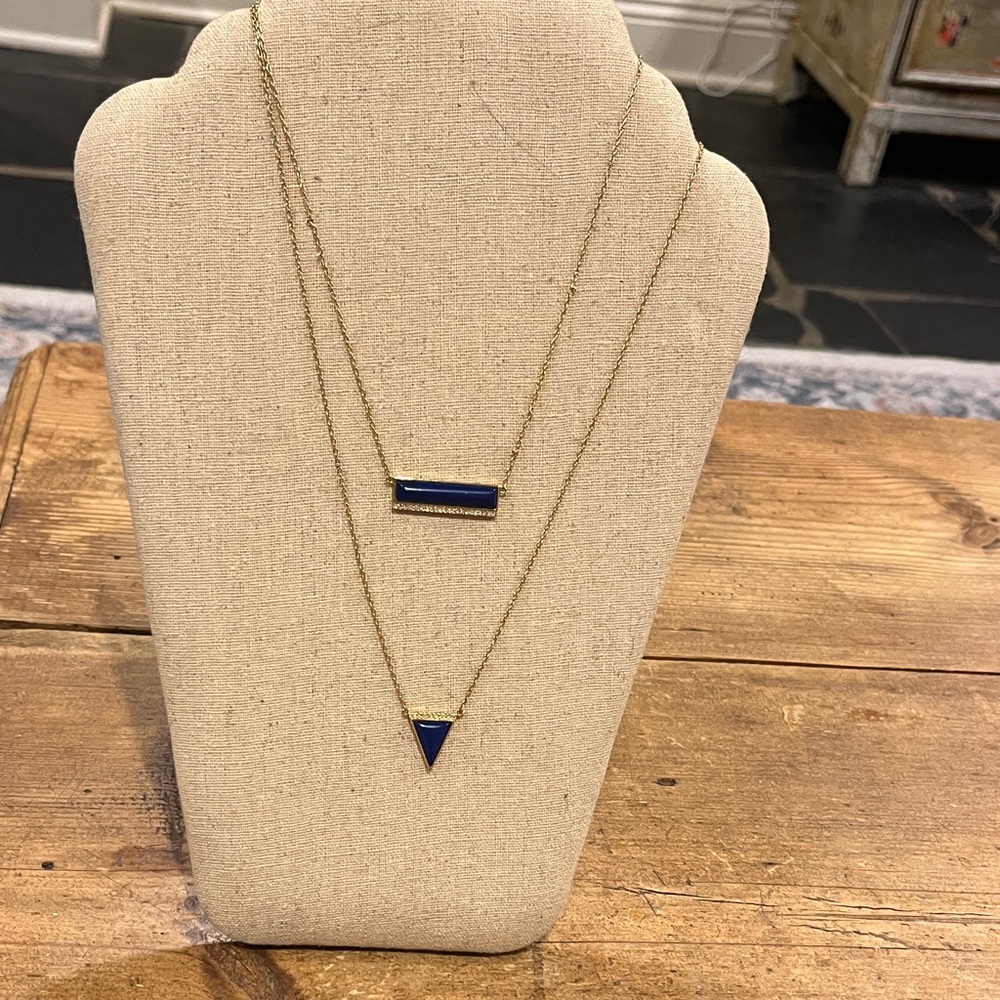 Stella & Dot Elegant Gold and Blue Layered Necklace